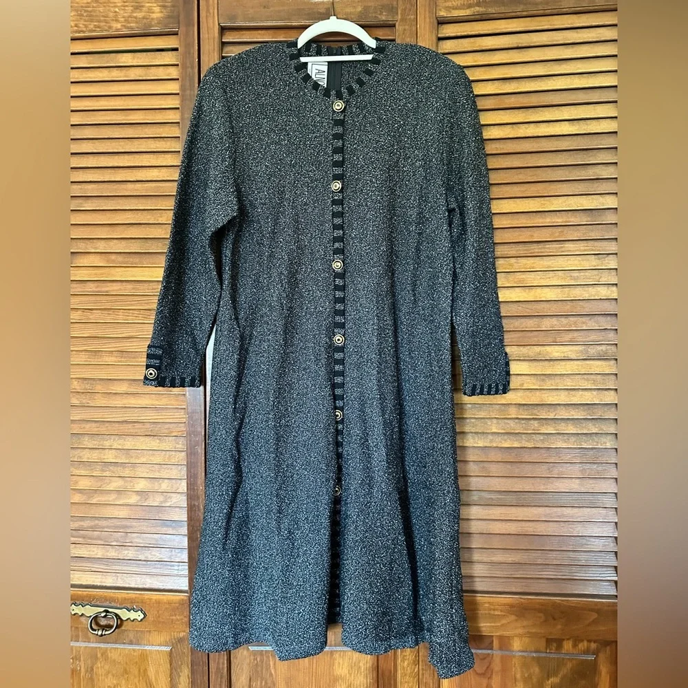 1980s Alnoral by Al Spokavicius classic black and white knit dress size M.